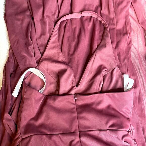 AZAZIE Dua 0 Maroon Burgundy Jumpsuit Pantsuit Bridesmaid Formal Halter Backless - Picture 5 of 7